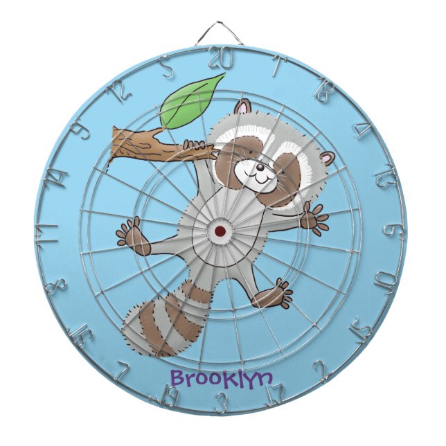 Cute happy racoon baby cartoon illustration dartboard (Front)