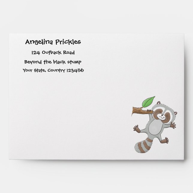 Cute happy racoon baby cartoon illustration envelope (Front)
