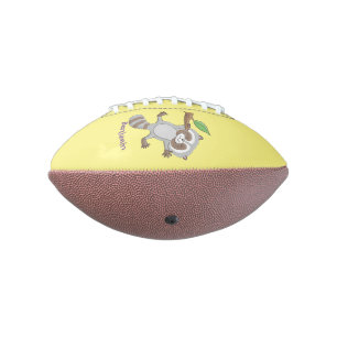 Cute happy racoon baby cartoon illustration football