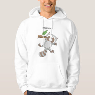 Cute happy racoon baby cartoon illustration hoodie