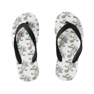 Cute happy racoon baby cartoon illustration kid's thongs