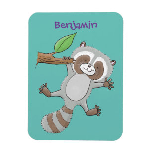 Cute happy racoon baby cartoon illustration magnet