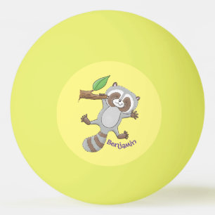 Cute happy racoon baby cartoon illustration ping pong ball