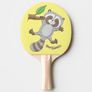 Cute happy racoon baby cartoon illustration ping pong paddle
