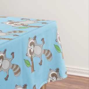 Cute happy racoon baby cartoon illustration tablecloth