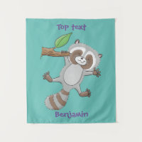 Cute happy racoon baby cartoon illustration