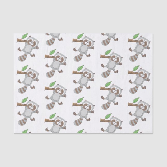 Cute happy racoon baby cartoon illustration tissue paper (Front)
