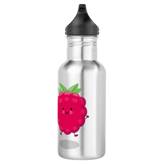 Cute happy raspberry cartoon illustration 532 ml water bottle (Right)