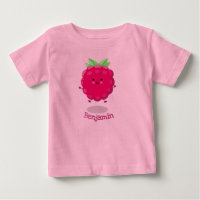 Cute happy raspberry cartoon illustration