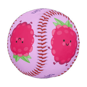 Cute happy raspberry cartoon illustration baseball