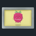 Cute happy raspberry cartoon illustration belt buckle<br><div class="desc">Enjoy your day with this cute little raspberry character done in cartoon illustration style. Lots of fruity fun!</div>