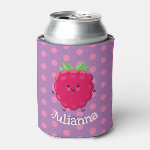 Cute happy raspberry cartoon illustration can cooler