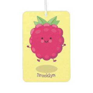 Cute happy raspberry cartoon illustration car air freshener