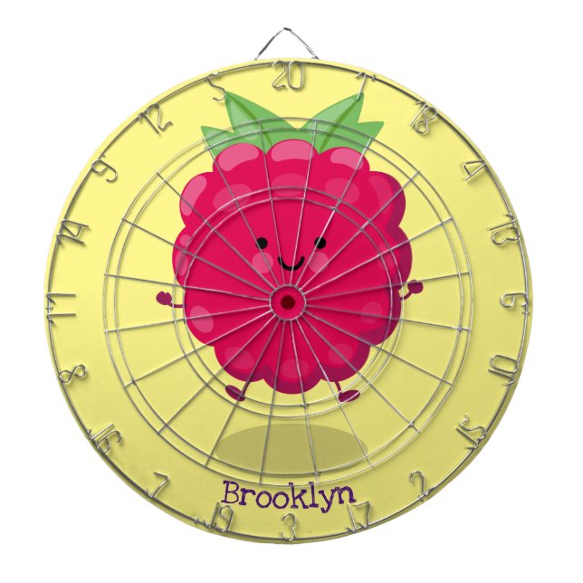 Cute happy raspberry cartoon illustration dartboard (Front)