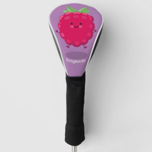 Cute happy raspberry cartoon illustration golf head cover