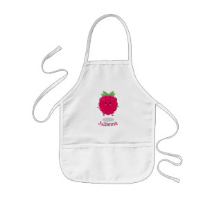 Cute happy raspberry cartoon illustration kids apron
