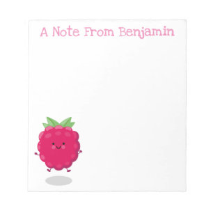 Cute happy raspberry cartoon illustration notepad