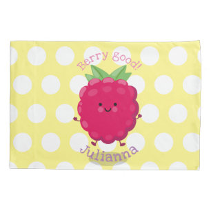 Cute happy raspberry cartoon illustration pillowcase