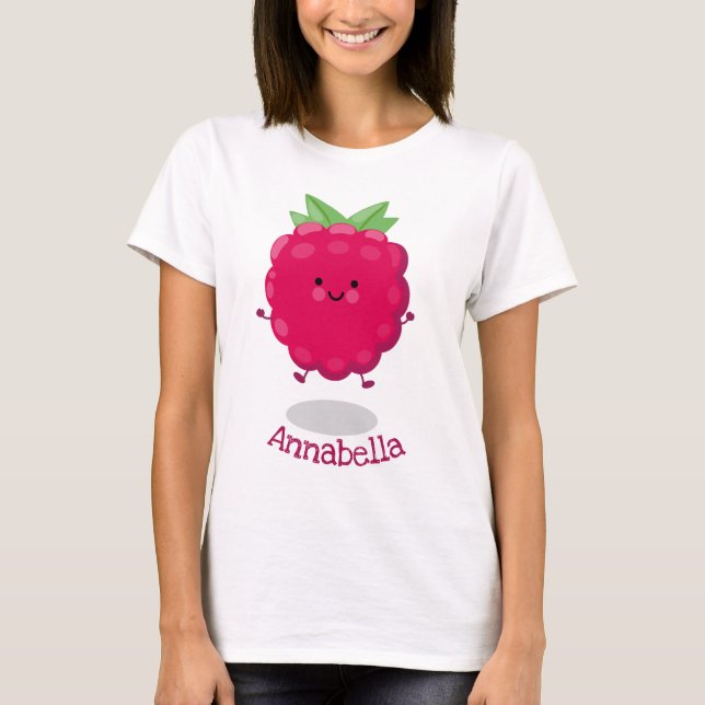 Cute happy raspberry cartoon illustration T-Shirt (Front)