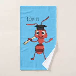 Cute happy red ant cartoon bath towel set