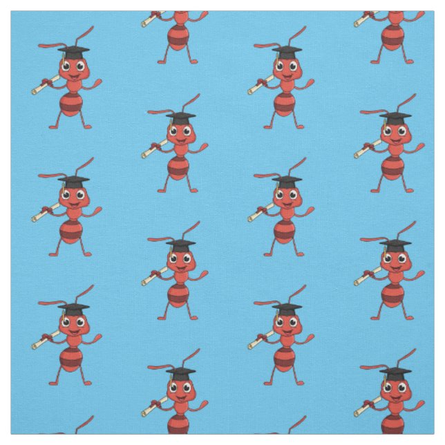 Cute happy red ant cartoon fabric (Swatch)