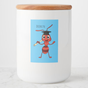 Cute happy red ant cartoon food label