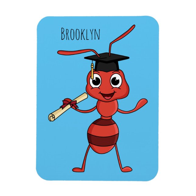 Cute happy red ant cartoon  magnet (Vertical)