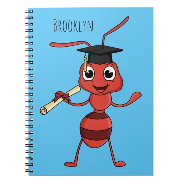 Cute happy red ant cartoon notebook (Front)