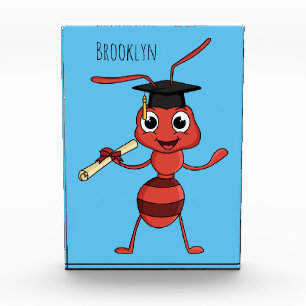 Cute happy red ant cartoon photo block