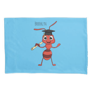 Cute happy red ant cartoon pillowcase