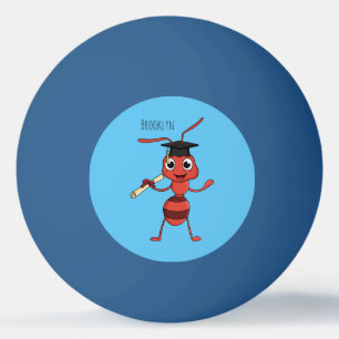 Cute happy red ant cartoon ping pong ball