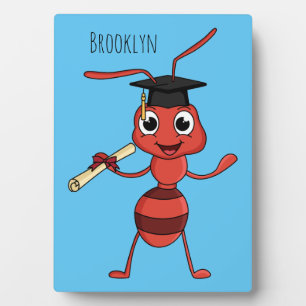 Cute happy red ant cartoon   plaque