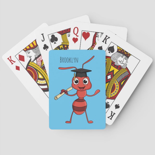 Cute happy red ant cartoon  playing cards (Back)