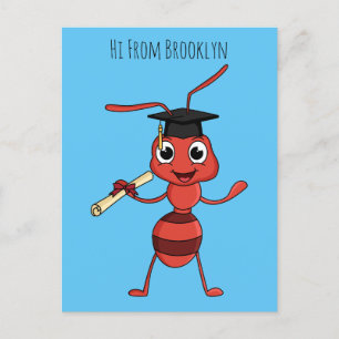 Cute happy red ant cartoon  postcard