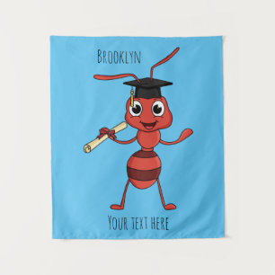 Cute happy red ant cartoon tapestry