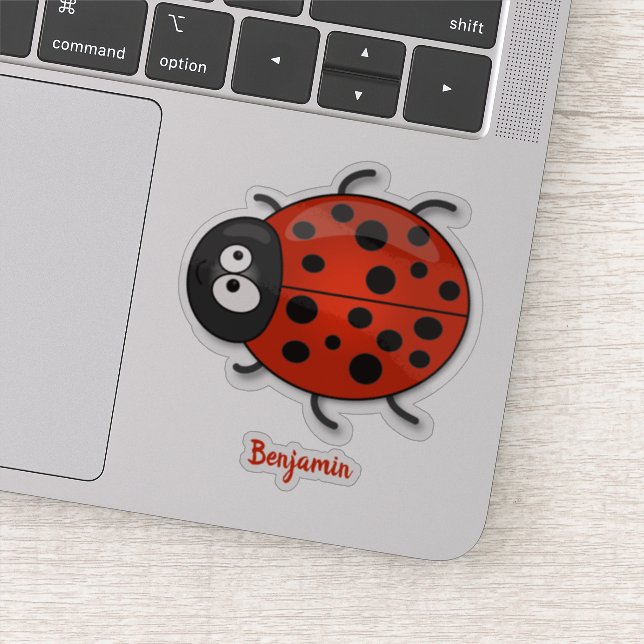 Cute happy red ladybug cartoon illustration (Detail)