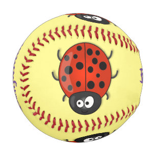 Cute happy red ladybug cartoon illustration baseball