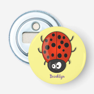 Cute happy red ladybug cartoon illustration bottle opener