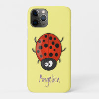Cute happy red ladybug cartoon illustration