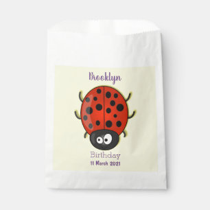 Cute happy red ladybug cartoon illustration favour bag
