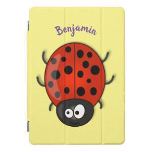 Cute happy red ladybug cartoon illustration iPad pro cover