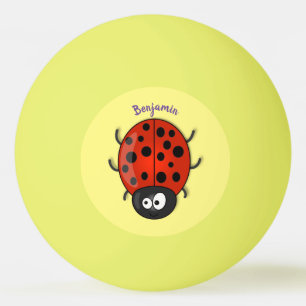 Cute happy red ladybug cartoon illustration ping pong ball