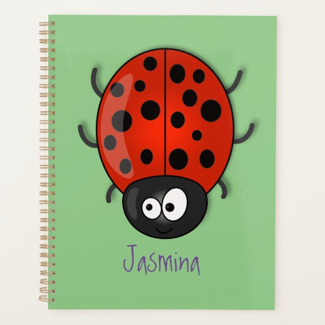 Cute happy red ladybug cartoon illustration planner (Front)