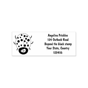 Cute happy red ladybug cartoon illustration rubber stamp