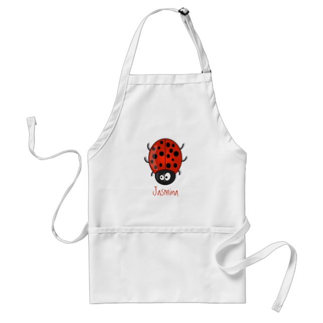 Cute happy red ladybug cartoon illustration standard apron (Front)
