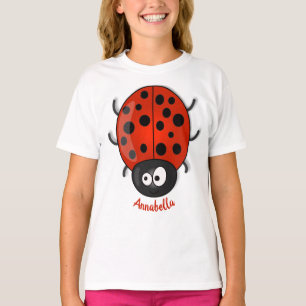 Cute happy red ladybug cartoon illustration T-Shirt