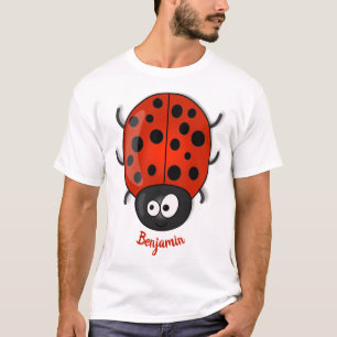Cute happy red ladybug cartoon illustration T-Shirt