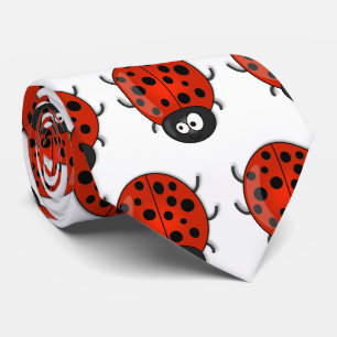 Cute happy red ladybug cartoon illustration tie