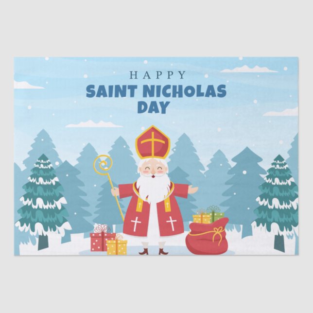 Cute Happy Saint Nicholas Day Tissue Paper (Front)