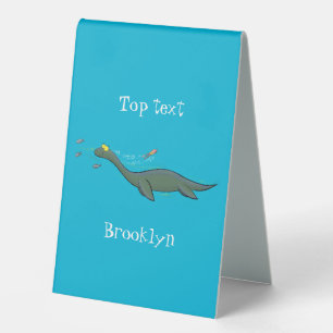 Cute, happy sea monster plesiosaur cartoon